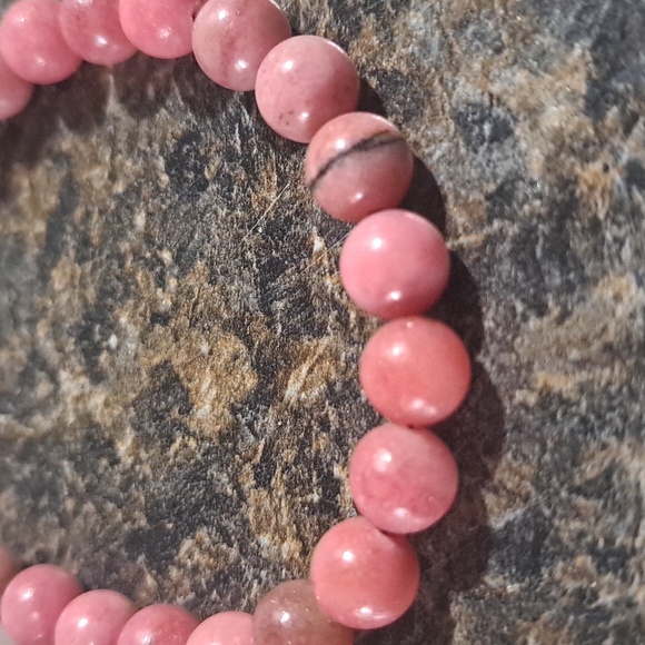 Pink Rhodinite and Zebra Jasper Bead Gemstone Bracelets - Picture 4 of 7